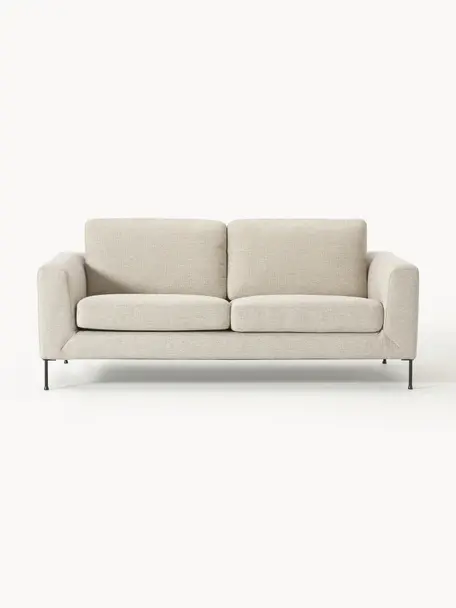 Sofa Cucita (2-Sitzer), Bezug: Webstoff (Polyester) Der , Gestell: Massives Kiefernholz, Füße: Metall, lackiert Dieses P, Webstoff Hellbeige, B 187 x T 94 cm
