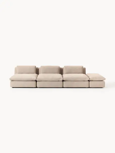 Sofá modular grande con reposapiés Felix (3 plazas), Tapizado: 100% poliéster Alta resis, Estructura: madera de pino y pícea ma, Patas: plástico Este producto es, Tejido beige, An 360 x F 140 cm