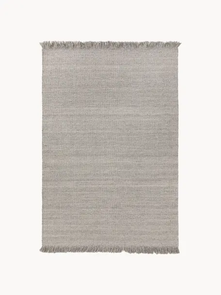 Tapis en laine tissé à la main avec franges Lars, 60 % laine, 20 % coton, 20 % polyester

Les tapis en laine peuvent perdre des fibres lors des premières semaines et des peluches peuvent se former, ce phénomène est naturel et diminue à mesure de votre usage et du temps, Grège, larg. 80 x long. 150 cm (taille XS)