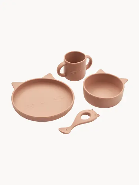 Kindergeschirr-Set Vivi, 4-tlg., Silikon, Peach, Set mit verschiedenen Größen