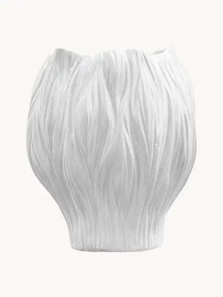 Handgefertigte Design-Vase Flora, H 26 cm, Steingut, Weiss, B 22 x H 26 cm
