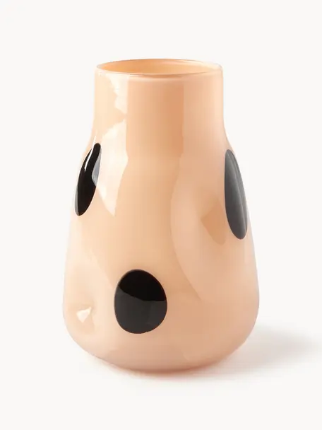 Glas-Vase Romilly, H 32 cm, Glas, Peach, Schwarz, Ø 21 x H 32 cm