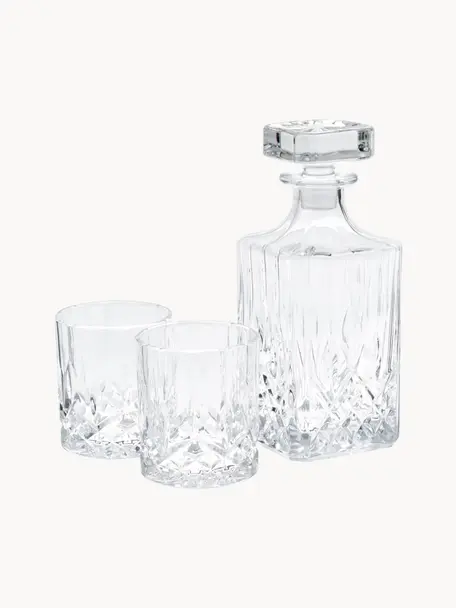 Komplet do whisky George, 3 elem., Szkło, Transparentny, Komplet z różnymi rozmiarami