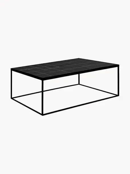 Table basse avec carrelage Glaze, Noir, larg. 93 x prof. 43 cm