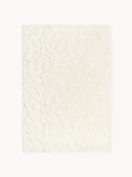 Tappeto in lana fatto a mano con struttura alta-bassa Rory, Retro: 100% cotone Il materiale , Bianco crema, Larg. 160 x Lung. 230 cm (taglia M)