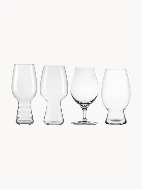 Kristall-Biergläser Craft, 4er Set, Kristallglas, Transparent, Set mit verschiedenen Größen