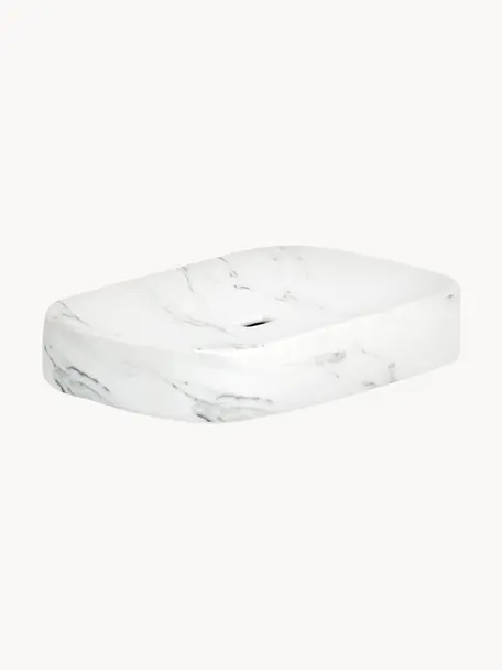 Porte-savon céramique Marble, Céramique, Blanc, larg. 13 x haut. 2 cm