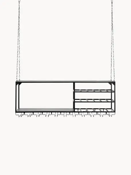 Handgefertigtes Küchenhängeregal Loft, Stahl, pulverbeschichtet, Schwarz, B 120 x H 43 cm