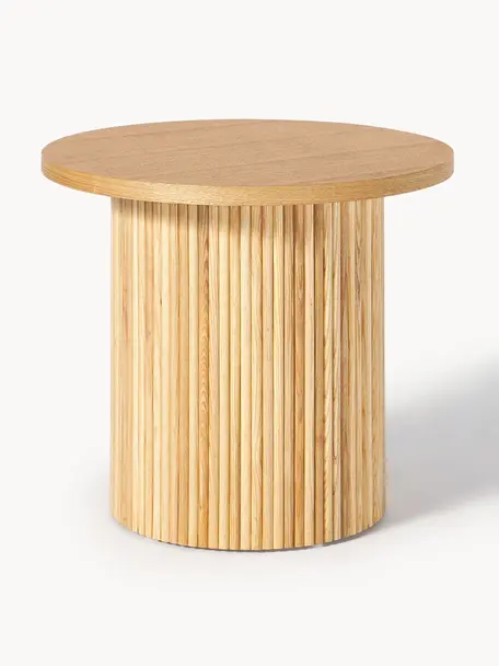 Ronde houten bijzettafel Nele, Tafelblad: MDF met essenhoutfineer, Voet: massief essenhout, FSC-ge, Hout, ∅ 60 x H 51 cm