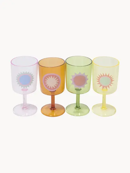 Súprava pohárov na víno Rio Sun, 4 ks, Plast, Viacfarebná, polopriehľadná, Ø 7 x V 14 cm, 250 ml