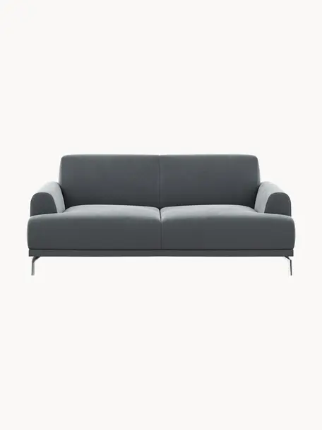Zamatová pohovka Puzo (2-miestna), Zamatová oceľovosivá, Š 170 x H 84 cm