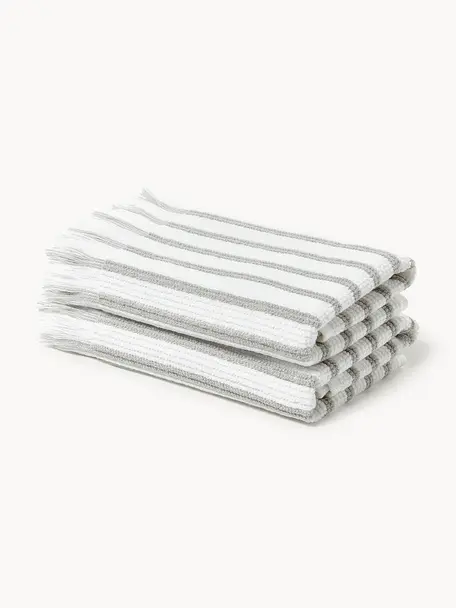 Serviette de toilette Irma, tailles variées, Blanc, gris clair, Serviettes de toilette, larg. 50 x long. 100 cm, 2 pièces