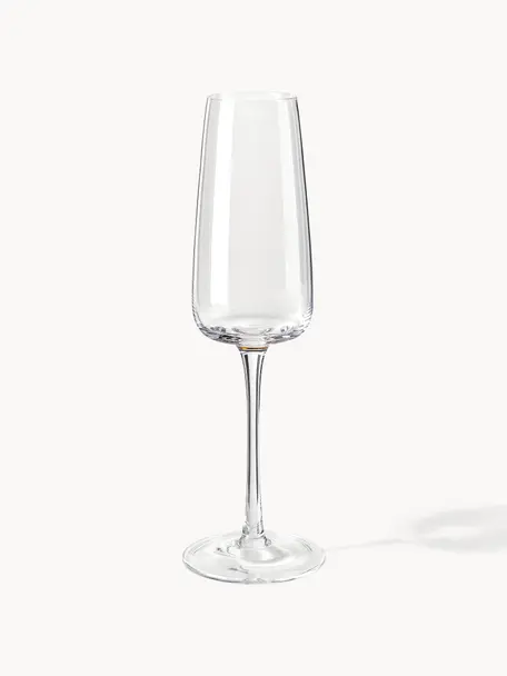 Copas de champán artesanales Ellery, 4 uds., Vidrio, Transparente, Ø 7 x Al 23 cm, 230 ml
