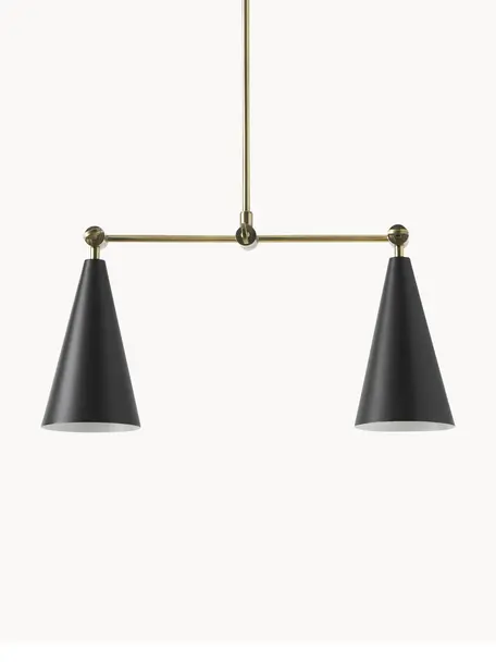 Lampada a sospensione orientabile Aubrey, Metallo rivestito, Dorato, nero, Larg. 81 cm