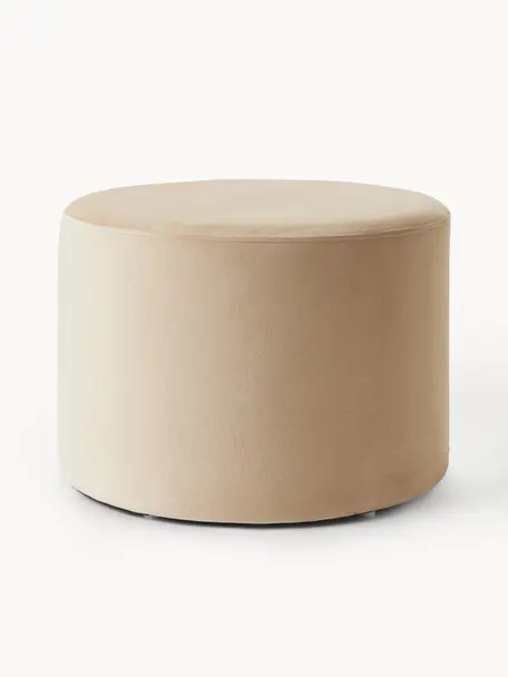 Pouf in velluto Daisy, Rivestimento: velluto (poliestere) Con , Struttura: compensato, Velluto beige chiaro, Ø 54 x Alt. 38 cm