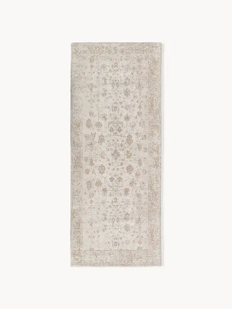 Tapis de couloir chenille tissé main Loire, Tons beiges, larg. 80 x long. 200 cm