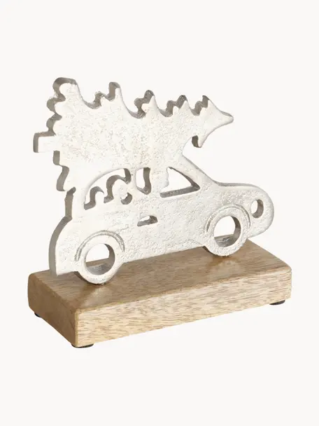 Figura decorativa Driving, Figura: metal recubierto, Plateado, madera, An 15 x Al 15 cm