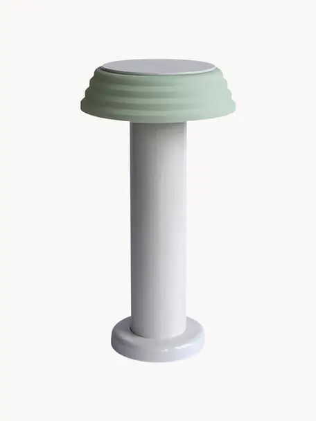 Lámpara de mesa pequeña regulable LED PL1, portátil, Pantalla: silicona, Estructura: metal recubierto, Cable: plástico, Blanco, verde claro, Ø 13 x Al 24 cm