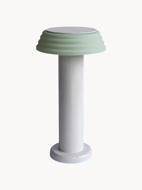 Lampada da tavolo piccola portatile a LED con luce regolabile PL1, Paralume: silicone, Struttura: metallo rivestito, Bianco, verde chiaro, Ø 13 x Alt. 24 cm