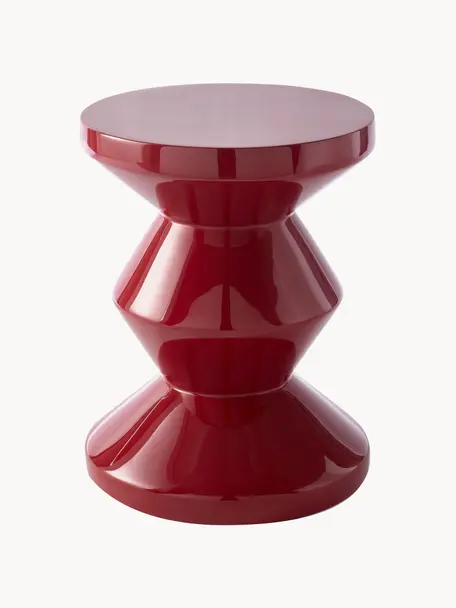 Mesa auxiliar redonda Zig Zag, Plástico pintado, Rojo vino, Ø 36 x Al 46 cm