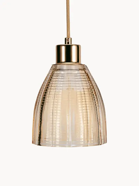 Lampa wisząca ze szkła Gleaming Gold, Odcienie złotego, transparentny, Ø 13 x W 14 cm