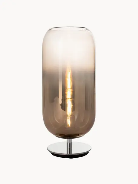 Lampe à poser soufflée bouche Gople, tailles variées, Brun, argenté, Ø 21 x haut. 49 cm