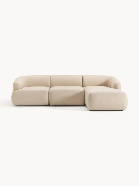 Modulares Ecksofa Sofia (3-Sitzer), Bezug: 100 % Polypropylen Der ho, Gestell: Fichtenholz, Spanplatte, , Webstoff Hellbeige, B 277 x T 185 cm, Eckteil rechts