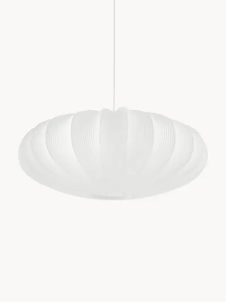 Stoffen hanglamp Mamsell, Lampenkap: 60% polyester, 40% rayon, Wit, Ø 55 x H 21 cm