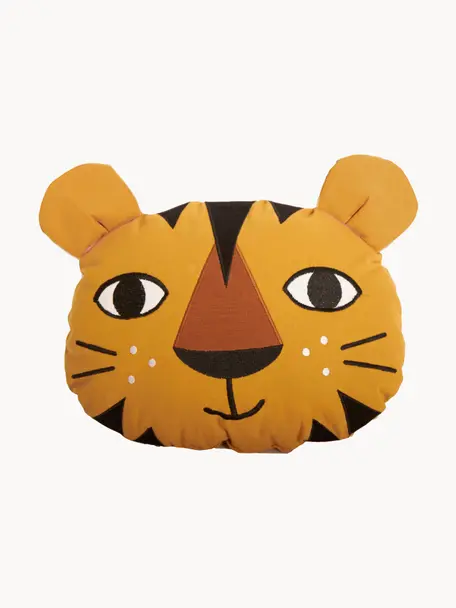 Kissen Tiger, Bezug: 100 % Baumwolle, Ockergelb, Schwarz, B 30 x L 40 cm