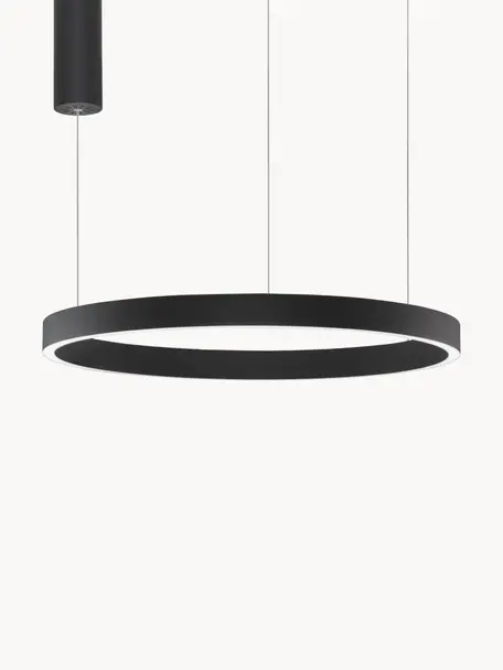 Grote dimbare LED hanglamp Elowen, verschillende formaten, Diffuser: acrylglas, Zwart, Ø 60 x H 5 cm