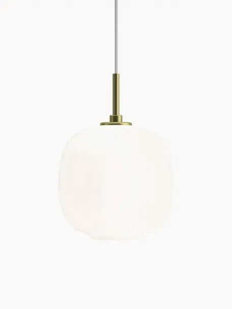 Lampada a sospensione in vetro soffiato VL45 Radiohus, varie misure, Paralume: vetro opalino soffiato a , Bianco, ottone, Ø 37 x Alt. 45 cm