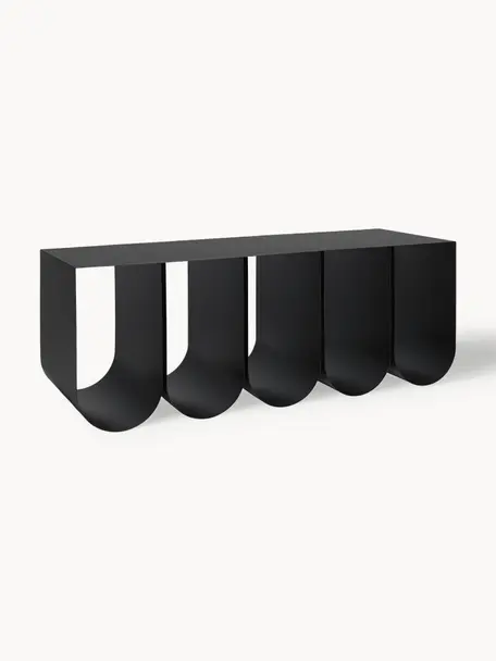 Metall-Sitzbank Curved, Stahl, pulverbeschichtet, Schwarz, B 110 x T 40 cm