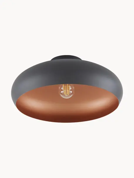 Deckenleuchte Jeff, Baldachin: Metall, pulverbeschichtet, Lampenschirm: Metall, pulverbeschichtet, Schwarz, Kupferfarben, Ø 40 x H 17 cm