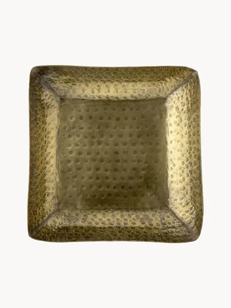 Decoratief dienblad Kobra, Gecoat ijzer, Messingkleurig, B 19 x L 19 cm