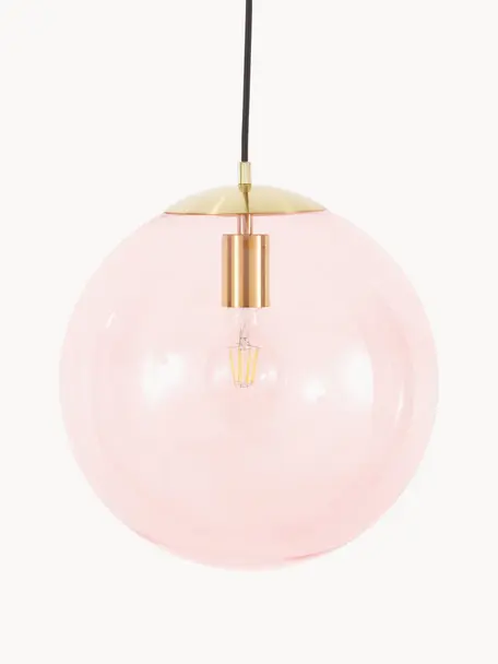 Hanglamp Bao van glas, Lamp: vermessingd metaal, Rose, goudkleurig, Ø 35 cm