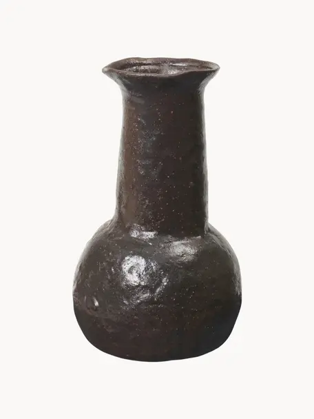 Vase en terre cuite Doro, haut. 27 cm, Terre cuite, émaillée, Brun foncé, Ø 16 x haut. 27 cm