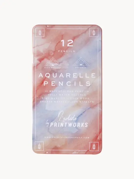 Súprava farebných ceruziek Aquarelle, 12 dielov, Tóny modrej a ružovej, Š 11 x V 19 cm
