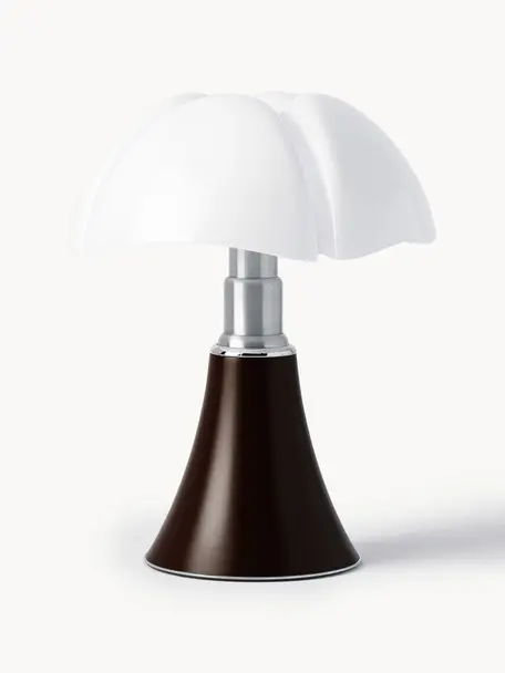 Mobiele dimbare LED tafellamp Pipistrello, Donkerbruin, mat, Ø 27 x H 35 cm