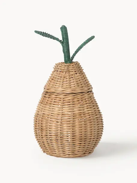 Cesto in rattan fatto a mano Pear, Rattan, Beige, verde, Ø 19 x Alt. 30 cm