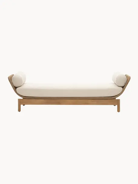 Garten-Loungesofa Catalina (3-Sitzer), Bezug: 100 % Polyester, Gestell: Akazienholz, Webstoff Cremeweiß, Akazienholz, B 208 x T 70 cm