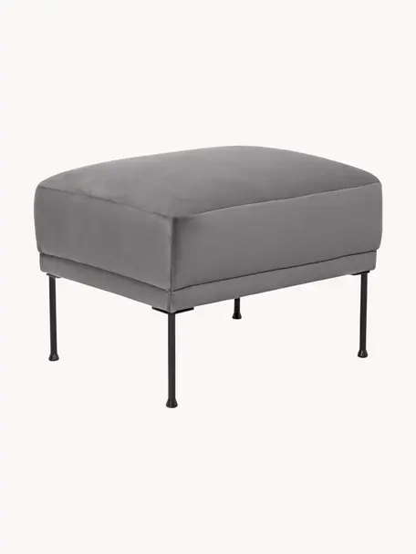 Sofa-Hocker Fluente aus Samt, Bezug: Samt (Hochwertiger Polyes, Gestell: Massives Kiefernholz, FSC, Füße: Metall, pulverbeschichtet, Samt Grau, B 62 x T 50 cm
