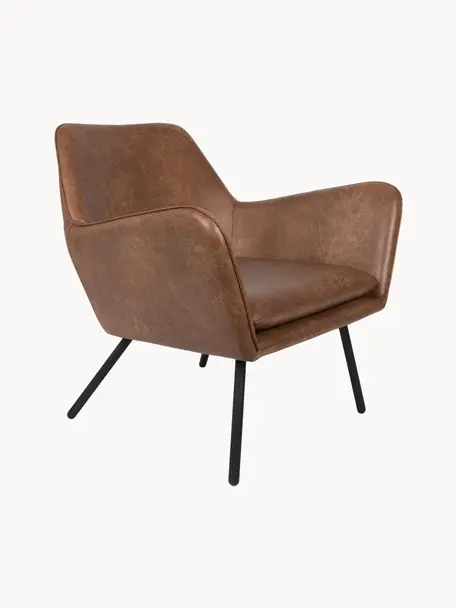 Fauteuil lounge cuir synthétique Bon, Cuir synthétique brun, larg. 80 x prof. 76 cm