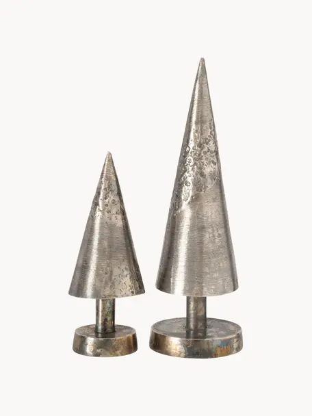 Deko-Bäume-Set Toffan, 2er-Set, Aluminium, beschichtet, Silberfarben, Set mit verschiedenen Größen