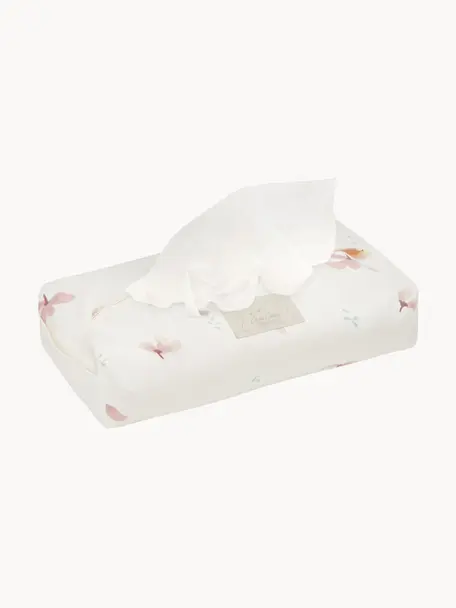 Opakowanie z bawełny organicznej na chusteczki nawilżane Wildflower, Tapicerka: 100% bawełna organiczna, Odcienie kremowego, blady różowy, we wzór, S 25 x W 5 cm