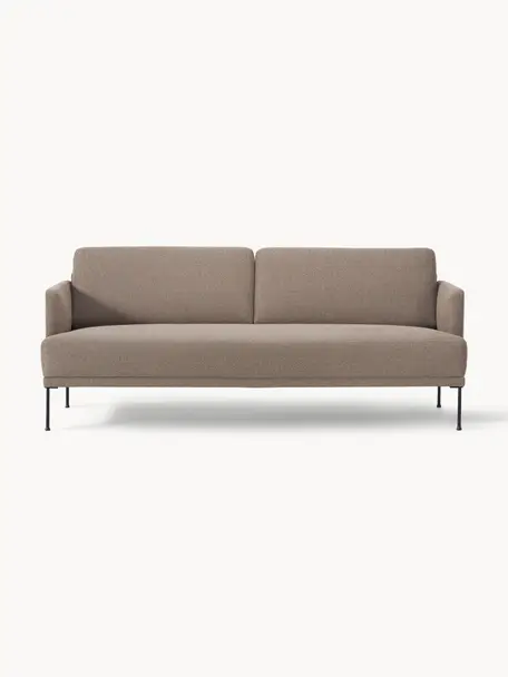 Sofa Fluente (3-Sitzer), Bezug: 100% Polyester 115.000 Sc, Gestell: Massives Kiefernholz, FSC, Füße: Metall, pulverbeschichtet, Webstoff Taupe, B 196 x T 85 cm