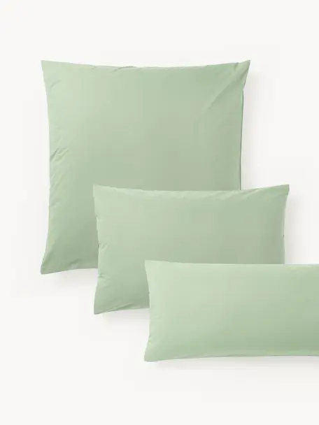 Funda de almohada de percal Elsie, Verde salvia, An 45 x L 110 cm