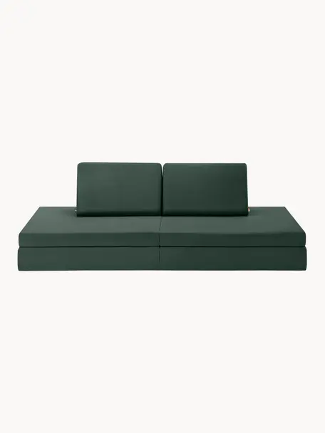 Ręcznie wykonana dziecięca sofa modułowa z aksamitu Mila, Tapicerka: aksamit (100% poliester), Ciemnozielony aksamit, S 168 x G 84 cm