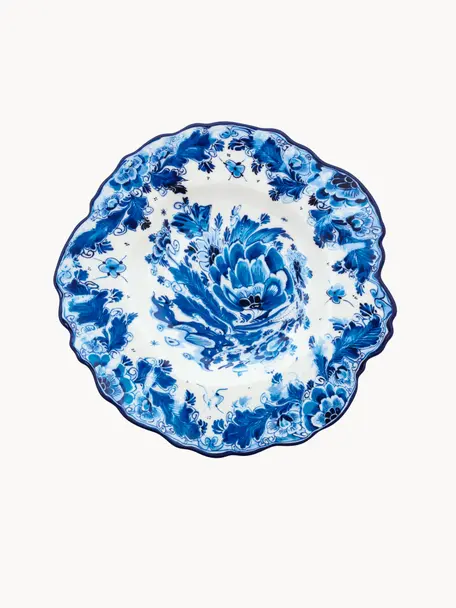 Porcelánový snídaňový talíř Classic On Acid, Porcelán, Bílá, odstíny modré, Ø 22 cm
