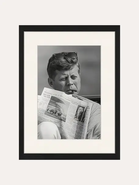 Oprawiony druk cyfrowy John, John F. Kennedy, S 33 x W 43 cm