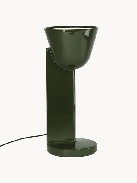 Lampada da tavolo grande fatta a mano Ceramique Up, Ceramica, Verde scuro, Ø 22 x Alt. 50 cm
